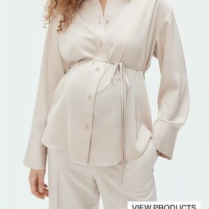 H&M Cream Button-Up Maternity Blouse